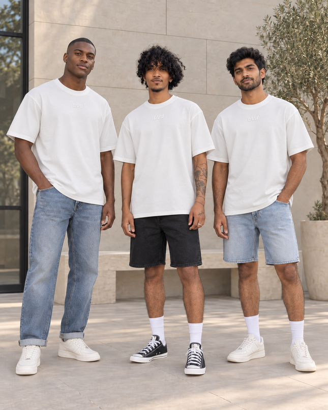 Heavyweight Relaxed Centre Logo Tee - Star White