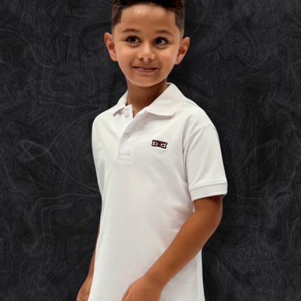 Kids Pique Golfer Short Sleeve - White